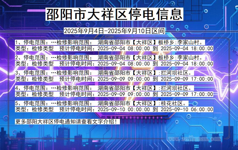 湖南省邵阳大祥停电通知