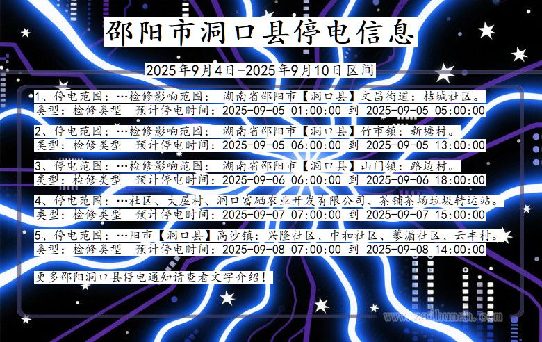 湖南省邵阳洞口停电通知