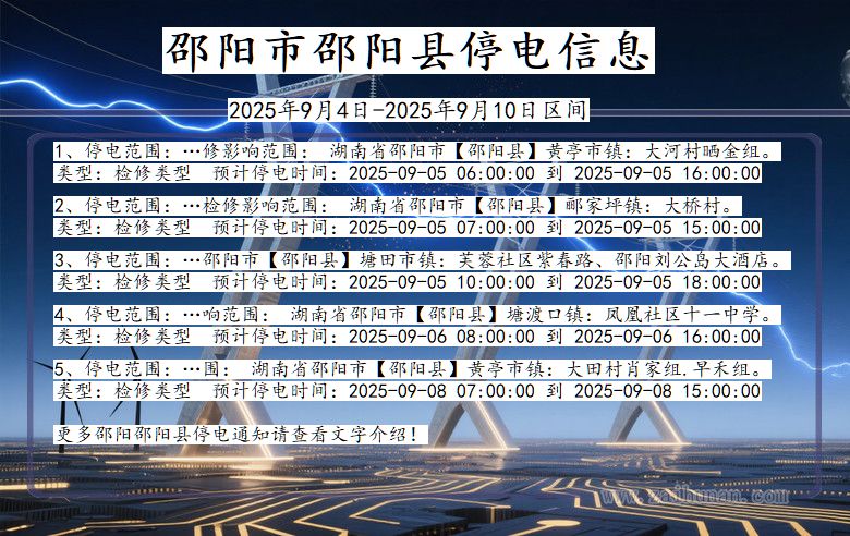 湖南省邵阳邵阳停电通知