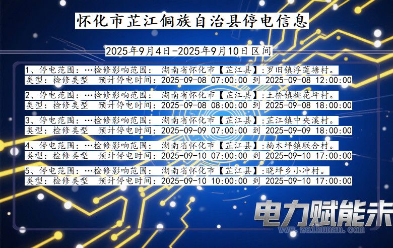 怀化芷江侗族自治停电通知 湖南省怀化芷江侗族自治停电通知