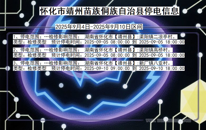 湖南省怀化靖州苗族侗族自治停电通知