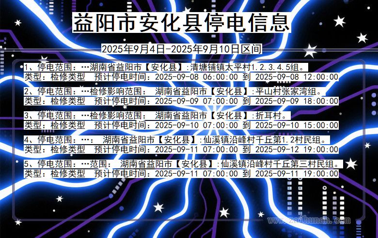 湖南省益阳安化停电通知