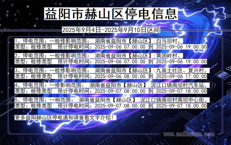 湖南省益阳赫山停电通知