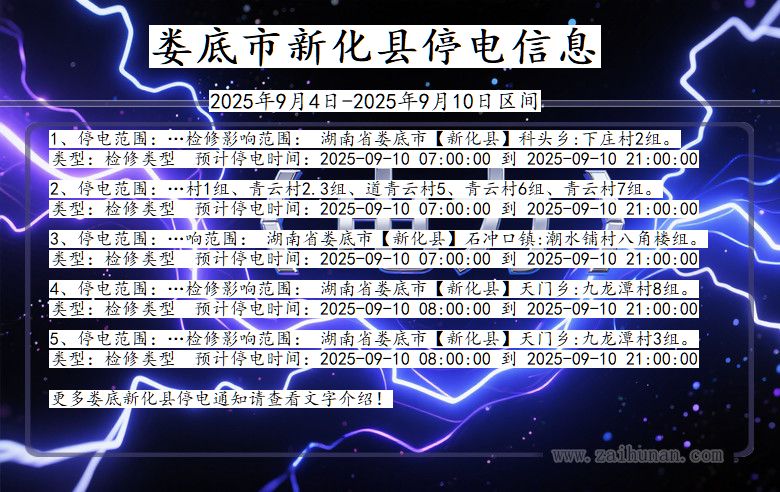 湖南省娄底新化停电通知