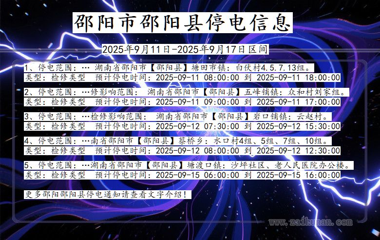 邵阳邵阳停电通知 湖南省邵阳邵阳停电通知