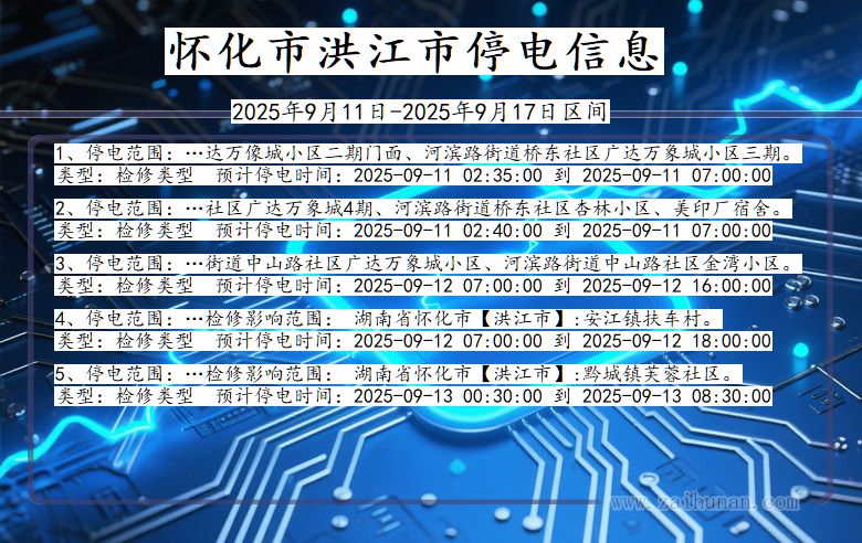 湖南省怀化洪江停电通知