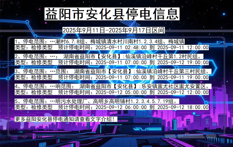 湖南省益阳安化停电通知