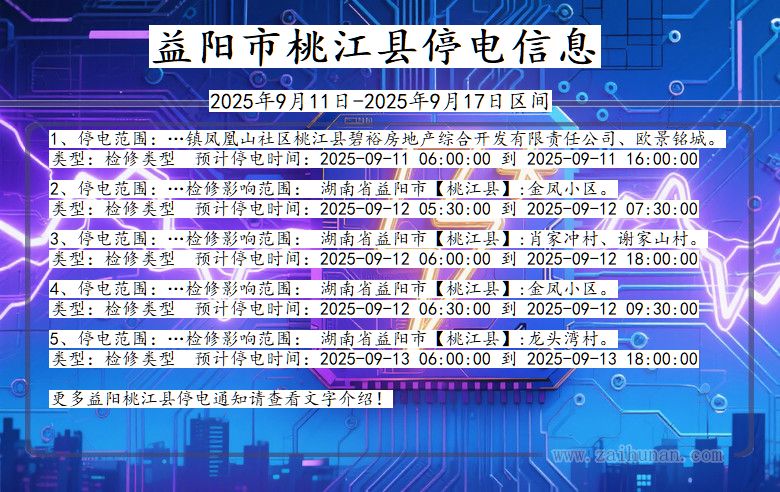 湖南省益阳桃江停电通知