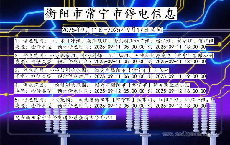 湖南省衡阳常宁停电通知