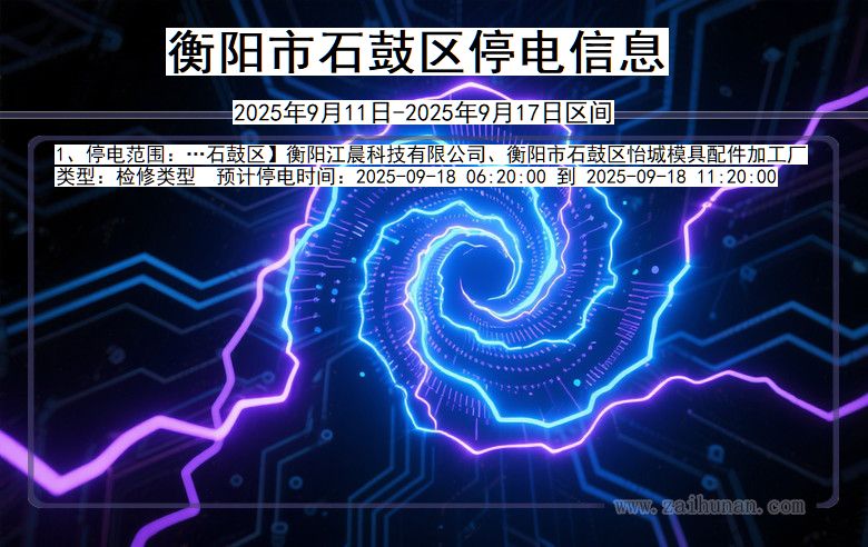 湖南省衡阳石鼓停电通知