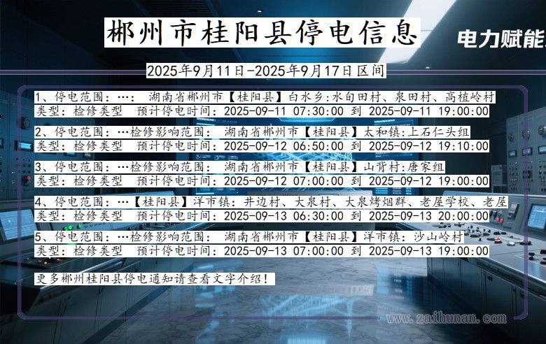 湖南省郴州桂阳停电通知