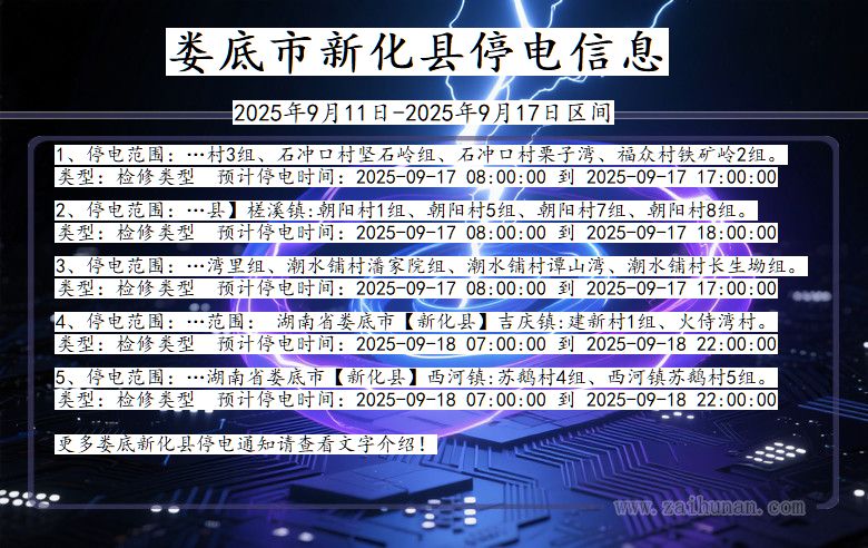 湖南省娄底新化停电通知