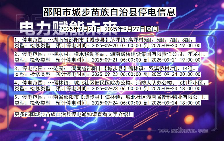 邵阳城步苗族自治停电通知 湖南省邵阳城步苗族自治停电通知