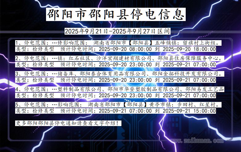 邵阳邵阳停电通知 湖南省邵阳邵阳停电通知