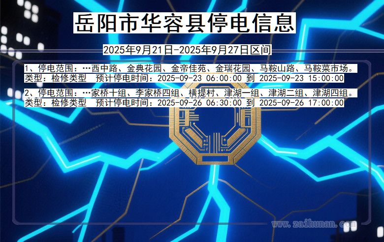 湖南省岳阳华容停电通知