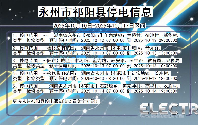 永州祁阳停电通知 湖南省永州祁阳停电通知