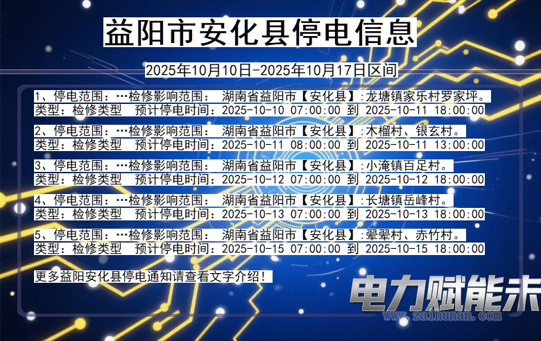 益阳安化停电通知 湖南省益阳安化停电通知