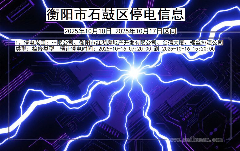 湖南省衡阳石鼓停电通知