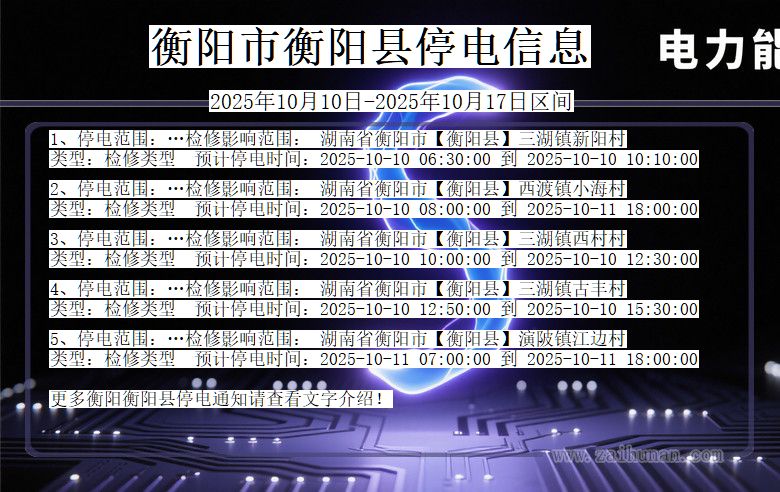 衡阳衡阳停电通知 湖南省衡阳衡阳停电通知