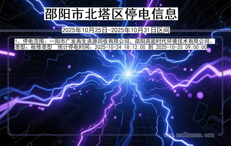 湖南省邵阳北塔停电通知