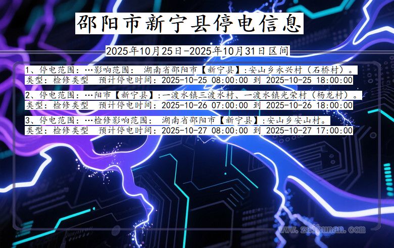 邵阳新宁停电通知 湖南省邵阳新宁停电通知