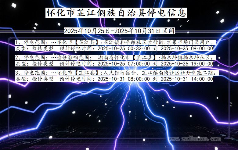 怀化芷江侗族自治停电通知 湖南省怀化芷江侗族自治停电通知