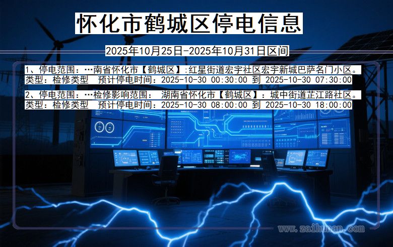 怀化鹤城停电通知 湖南省怀化鹤城停电通知
