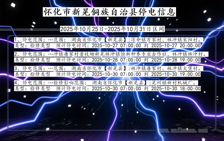 怀化新晃侗族自治停电通知 湖南省怀化新晃侗族自治停电通知