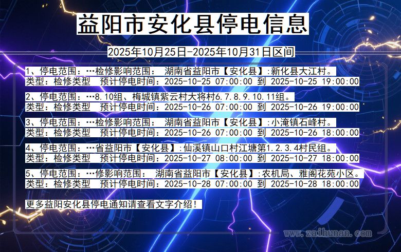 益阳安化停电通知 湖南省益阳安化停电通知