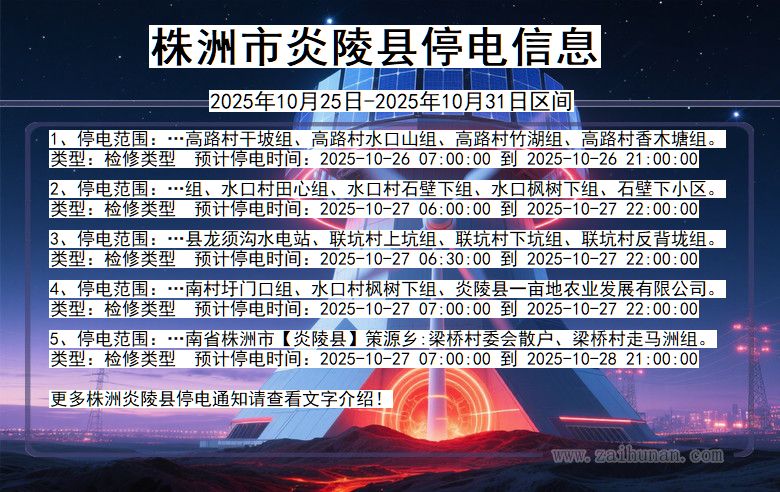 湖南省株洲炎陵停电通知