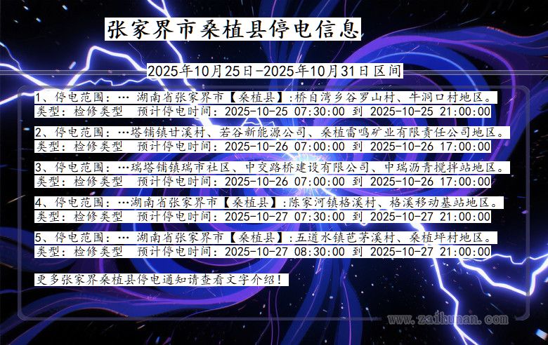 张家界桑植停电通知 湖南省张家界桑植停电通知