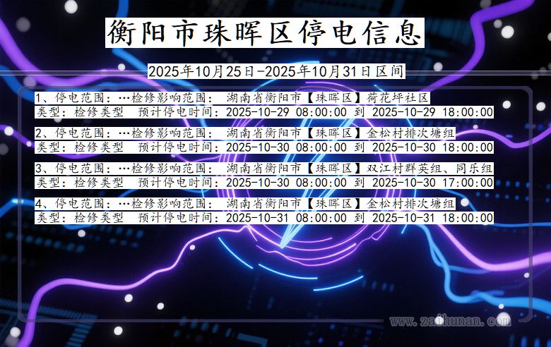 湖南省衡阳珠晖停电通知
