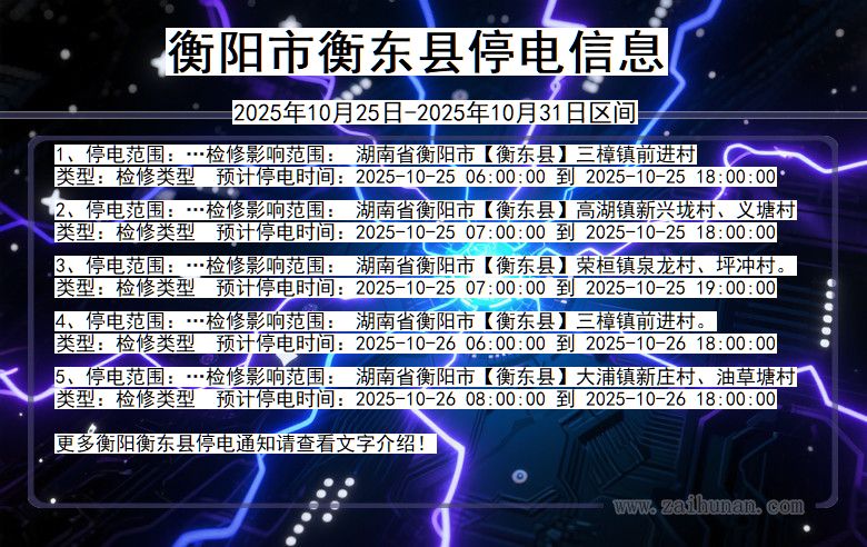 湖南省衡阳衡东停电通知