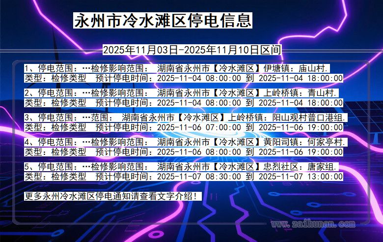 湖南省永州冷水滩停电通知
