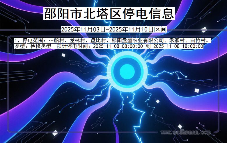 湖南省邵阳北塔停电通知