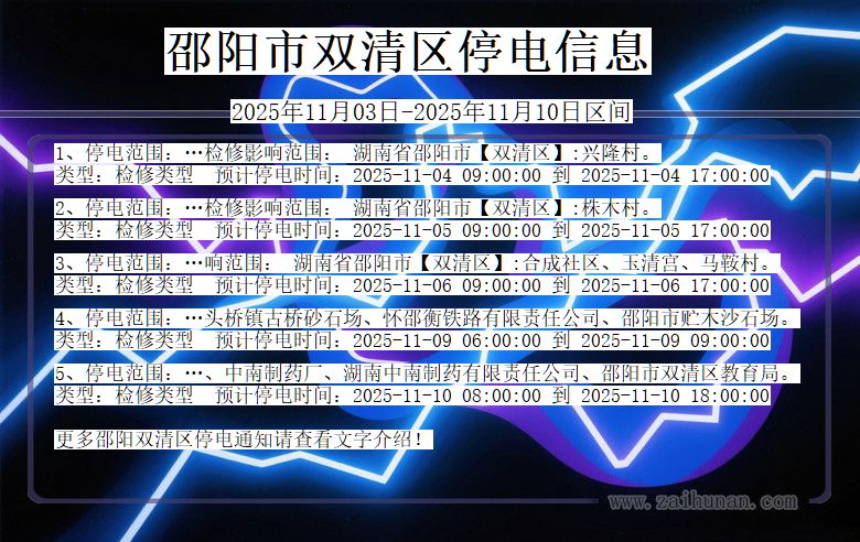 邵阳双清停电通知 湖南省邵阳双清停电通知
