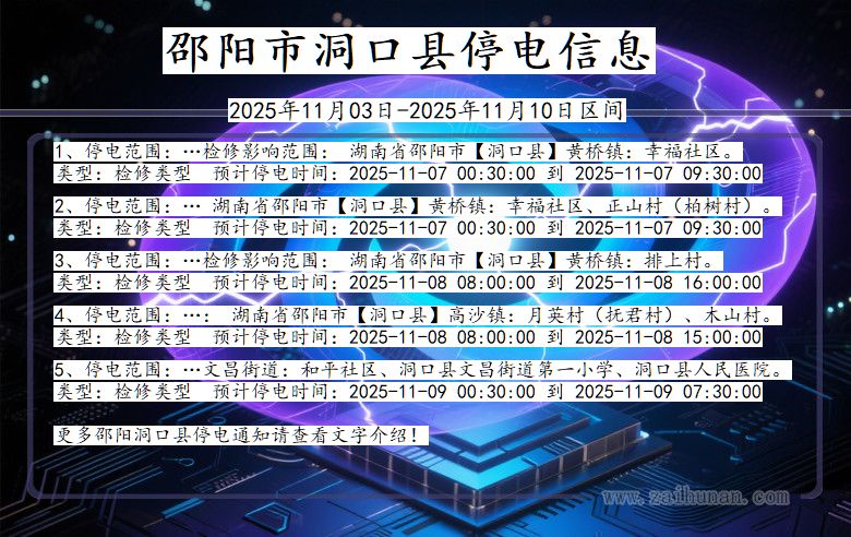 湖南省邵阳洞口停电通知