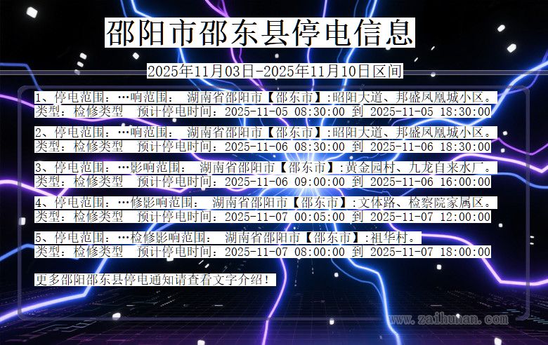 湖南省邵阳邵东停电通知