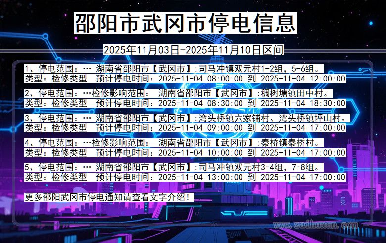 邵阳武冈停电通知 湖南省邵阳武冈停电通知