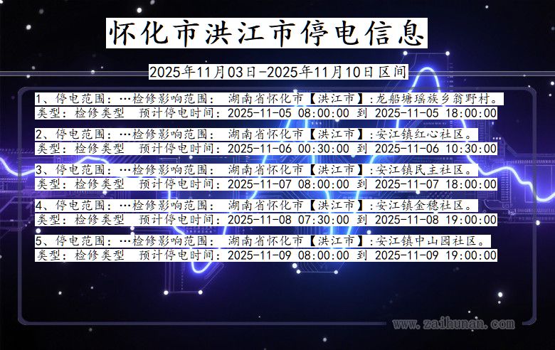 湖南省怀化洪江停电通知