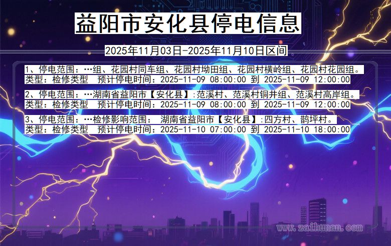 湖南省益阳安化停电通知