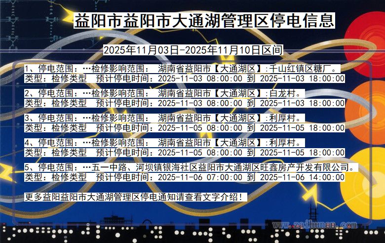 益阳益阳市大通湖管理停电通知 湖南省益阳益阳市大通湖管理停电通知