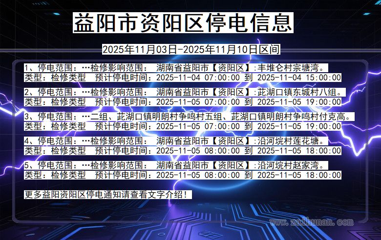 益阳资阳停电通知 湖南省益阳资阳停电通知