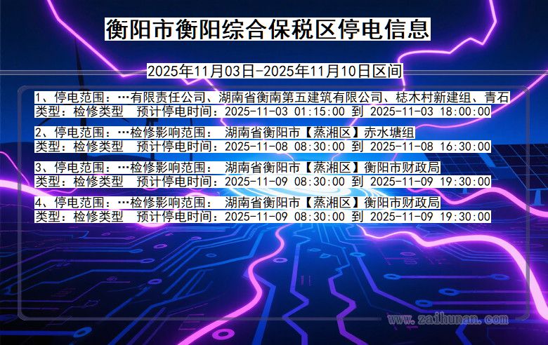 湖南省衡阳衡阳综合保税停电通知