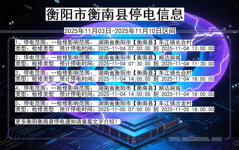 湖南省衡阳衡南停电通知