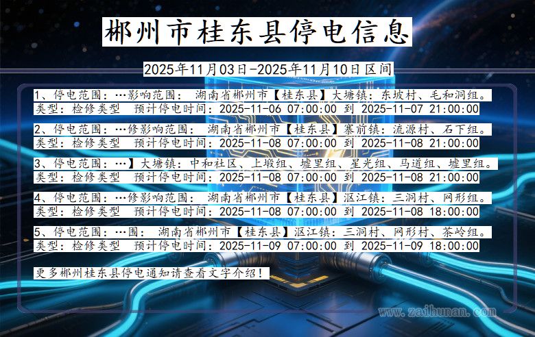 湖南省郴州桂东停电通知
