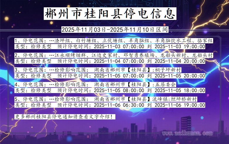 湖南省郴州桂阳停电通知