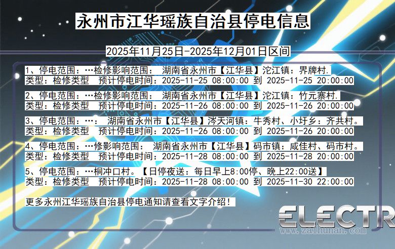 永州江华瑶族自治停电通知 湖南省永州江华瑶族自治停电通知