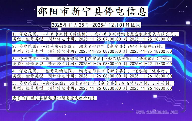 邵阳新宁停电通知 湖南省邵阳新宁停电通知