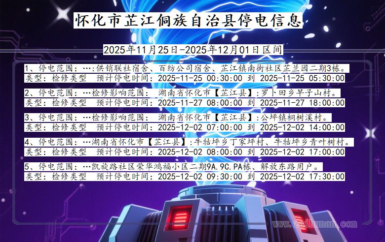 湖南省怀化芷江侗族自治停电通知